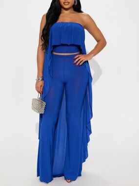 Royal Blue-2 Piece Ensemble Top And Pant Set NWT